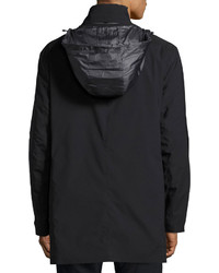 Armani Collezioni Hooded Zip Front 34 Length Coat Black