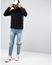 Asos Hoodie With Side Poppers In Black