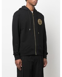 VERSACE JEANS COUTURE Logo Embroidered Zip Up Hoodie