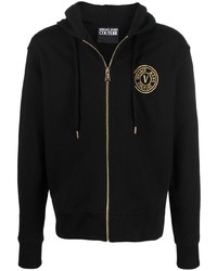VERSACE JEANS COUTURE Logo Embroidered Zip Up Hoodie