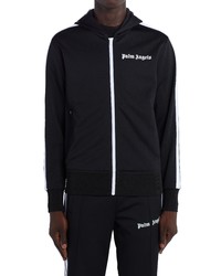 Palm Angels Logo Hooded Track Jacket In Black White At Nordstrom