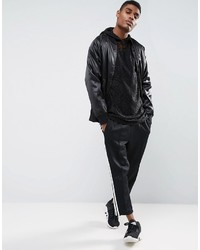 Asos Longline Lace Hoodie With Monochrome Tipping