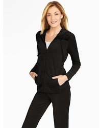 Talbots Luxe Velour Quilted Yoke Hoodie