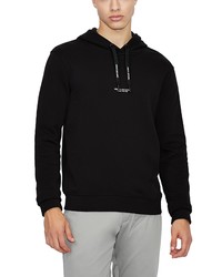 Armani Exchange Milano New York Graphic Cotton Hoodie In Solid Black At Nordstrom