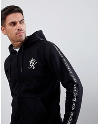 Gym King Muscle Hoodie In Black With Taping