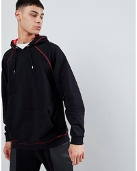 ASOS DESIGN Oversized Hoodie In Red With Contrast Stitching Crimson