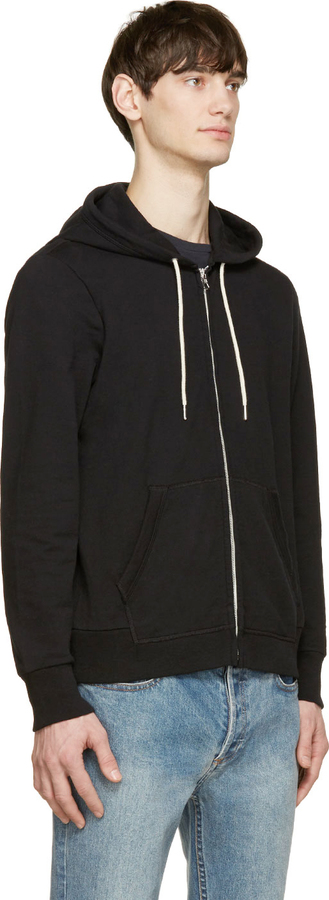 Rag and Bone Rag Bone Black Classic Zip Up Hoodie 225 SSENSE