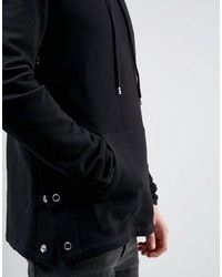 Asos Tall Hoodie With Side Poppers In Black