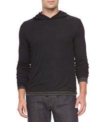 Vince Double Layer Hoodie Black