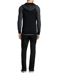 Helmut Lang Zip Front Hooded Cashmere Sweater Black