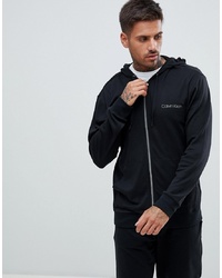 Calvin Klein Zip Thru Jacket With Hood In Cotton Modal