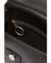 Off-White Striped Textured Leather Shoulder Bag Black