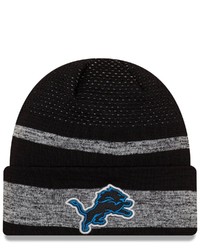 New Era Blackheathered Gray Detroit Lions 2021 Nfl Sideline Tech Cuffed Knit Hat At Nordstrom