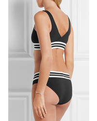 Karla Colletto Parallel Stripe Trimmed Bikini Top Black