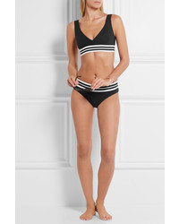 Karla Colletto Parallel Stripe Trimmed Bikini Top Black
