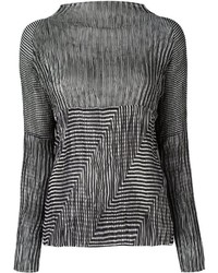 Issey Miyake Striped And Pleated Top