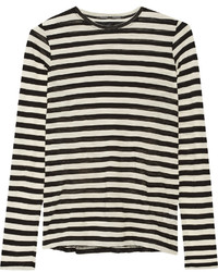 Proenza Schouler Striped Slub Cotton Jersey Top Black
