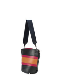 Black Horizontal Striped Bucket Bag