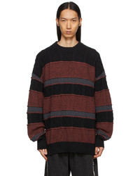 Black Horizontal Striped Cable Sweater