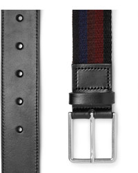 Paul Smith 35cm Leather Trimmed Striped Canvas Belt