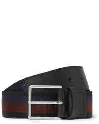 Paul Smith 35cm Leather Trimmed Striped Canvas Belt