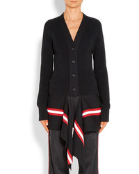 Givenchy Draped Striped Cotton Blend Cardigan Black