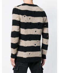 Overcome Striped Distressed Sweater