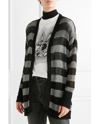 Karl Lagerfeld Striped Metallic Stretch Knit Cardigan Black