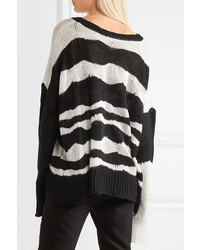Ann Demeulemeester Striped Cotton And Cashmere Blend Sweater Black