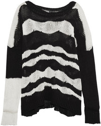 Ann Demeulemeester Striped Cotton And Cashmere Blend Sweater Black