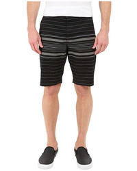 Black Horizontal Striped Cotton Shorts