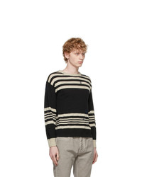 Maison Margiela Black And Beige Linen Sweater