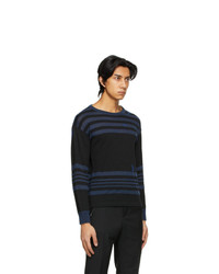 Maison Margiela Black And Blue Linen Sweater