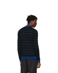 Acne Studios Black And Blue Striped High Neck Slim Sweater