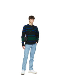 Acne Studios Black And Blue Wool Striped Sweater