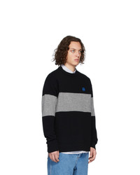 Loewe Black And Grey Stripe Anagram Sweater