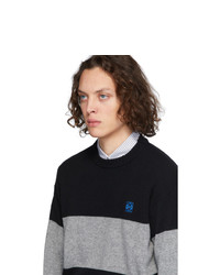 Loewe Black And Grey Stripe Anagram Sweater
