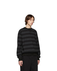 Junya Watanabe Black And Grey Striped Crewneck Sweater