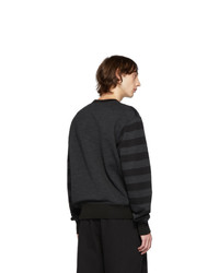 Junya Watanabe Black And Grey Striped Crewneck Sweater