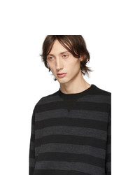 Junya Watanabe Black And Grey Striped Crewneck Sweater