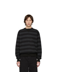 Junya Watanabe Black And Grey Striped Crewneck Sweater