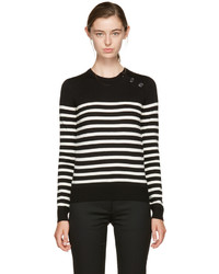 Saint Laurent Black And Ivory Striped Mariniere Sweater
