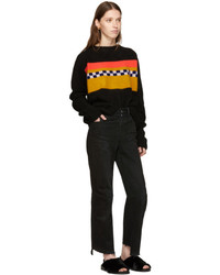 The Elder Statesman Black Cashmere Gofa Stripe Sweater