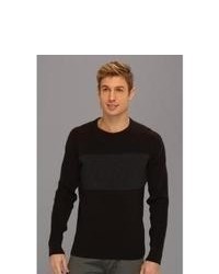 Calvin Klein Jeans 12gg 2x2 Rib Links Striped Crew Sweater Black