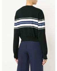 MSGM Cropped Stripe Panel Sweater