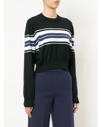MSGM Cropped Stripe Panel Sweater