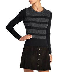 Bella Freud Glam Rock Striped Wool Bend Sweater Black