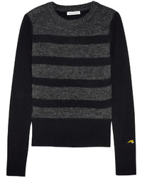 Bella Freud Glam Rock Striped Wool Bend Sweater Black