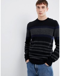 Selected Homme Knitted Jumper With Block Stripe In Lambswool