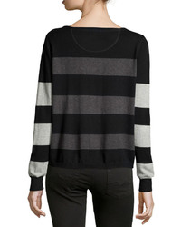 Lisa Todd Striped Scoop Neck Sweater Blackcharcoalbeach Gray